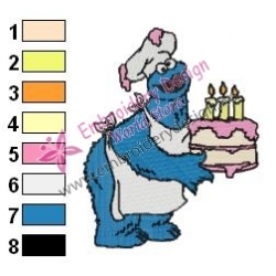 Cookie Monster Making Cake Embroidery Design